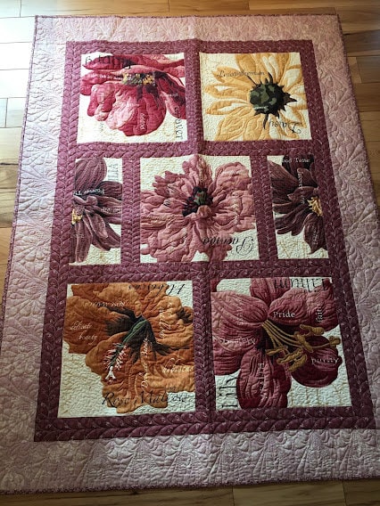 Floral Panel Quilt (Finished Quilt for Sale)